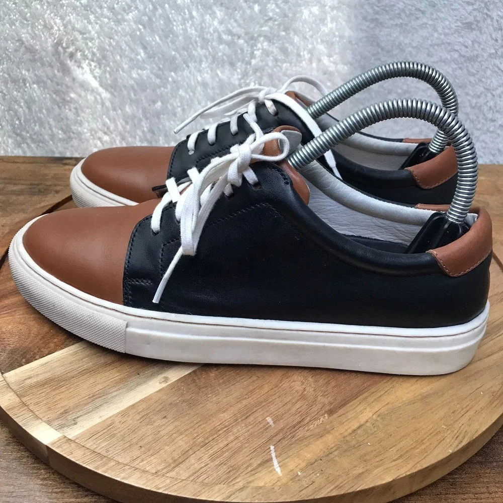 Peter Millar Oxford Sneakers Womens 8M Black/Brown Leather Tennis Shoes
